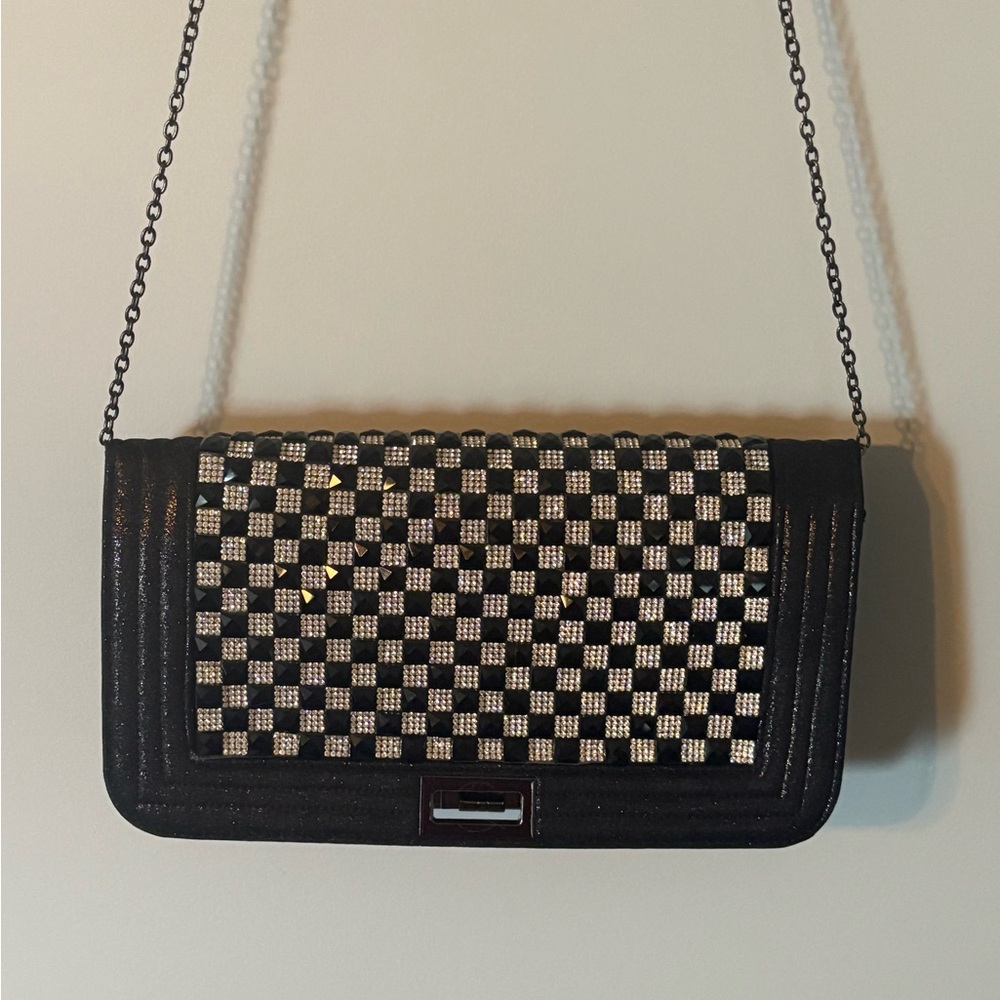 Diamond checkered clutch/crossbody bag